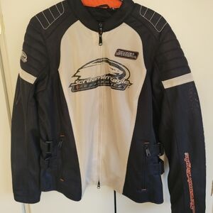 Harley Davidson Womens Riding Jacket XL Black Cream/Off White Pockets Full Zip